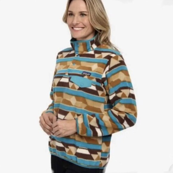 Patagonia Synchilla Snap T Fleece Jacket Women’s Large Brown Guatemalan Tango - Picture 1 of 15